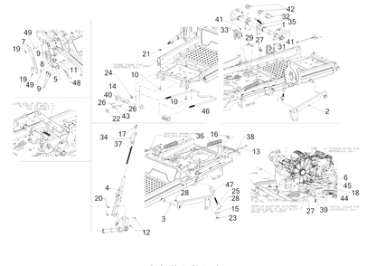 Deck Lift Diagram and Parts List for Z-FORCESZ54KH (17RSDGHC010)(2018) Cub Cadet Lawn Tractor
